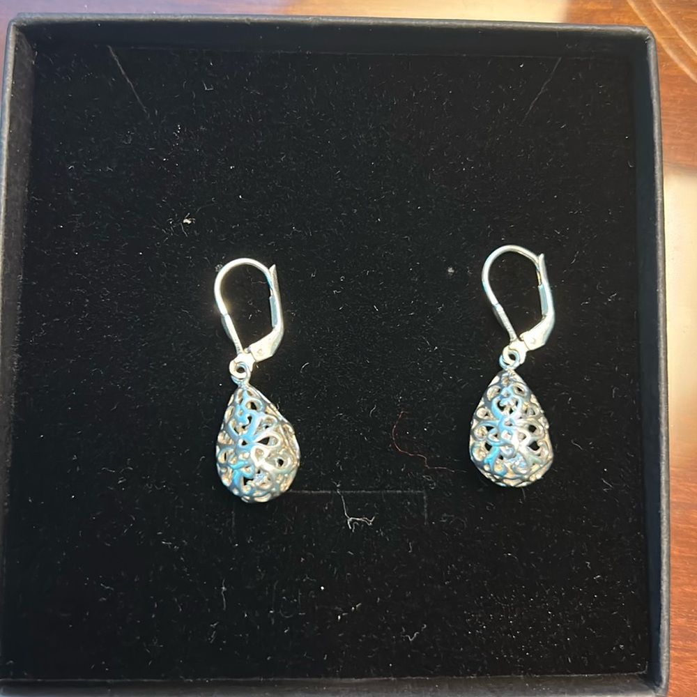 Earrings, silver plated, never worn